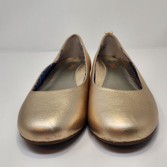 Aetrex Gold Pebbled Leather Ballet Flats Women Size 7.5 Slip On Orthotic Shoes - Picture 3 of 8
